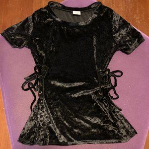 Black velvet top with corset sides (Small/Med)